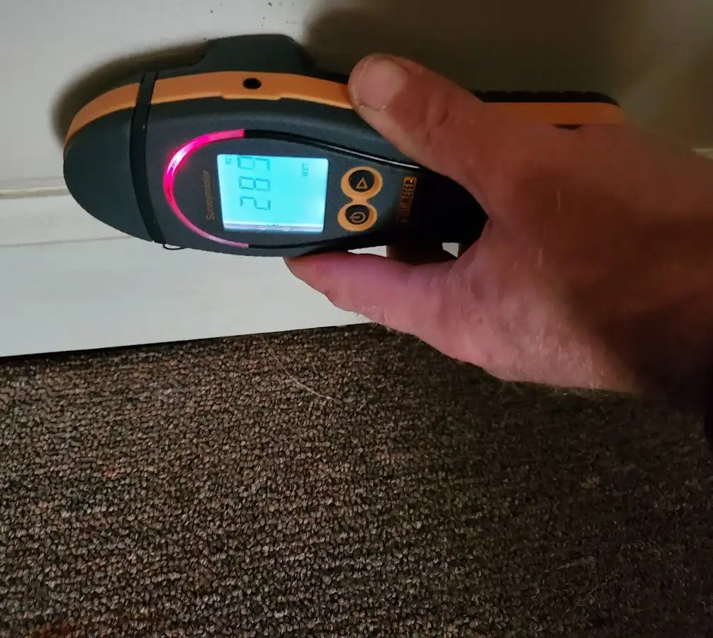 Moisture detection at baseboard during Mold Inspection & Testing in Brecksville
